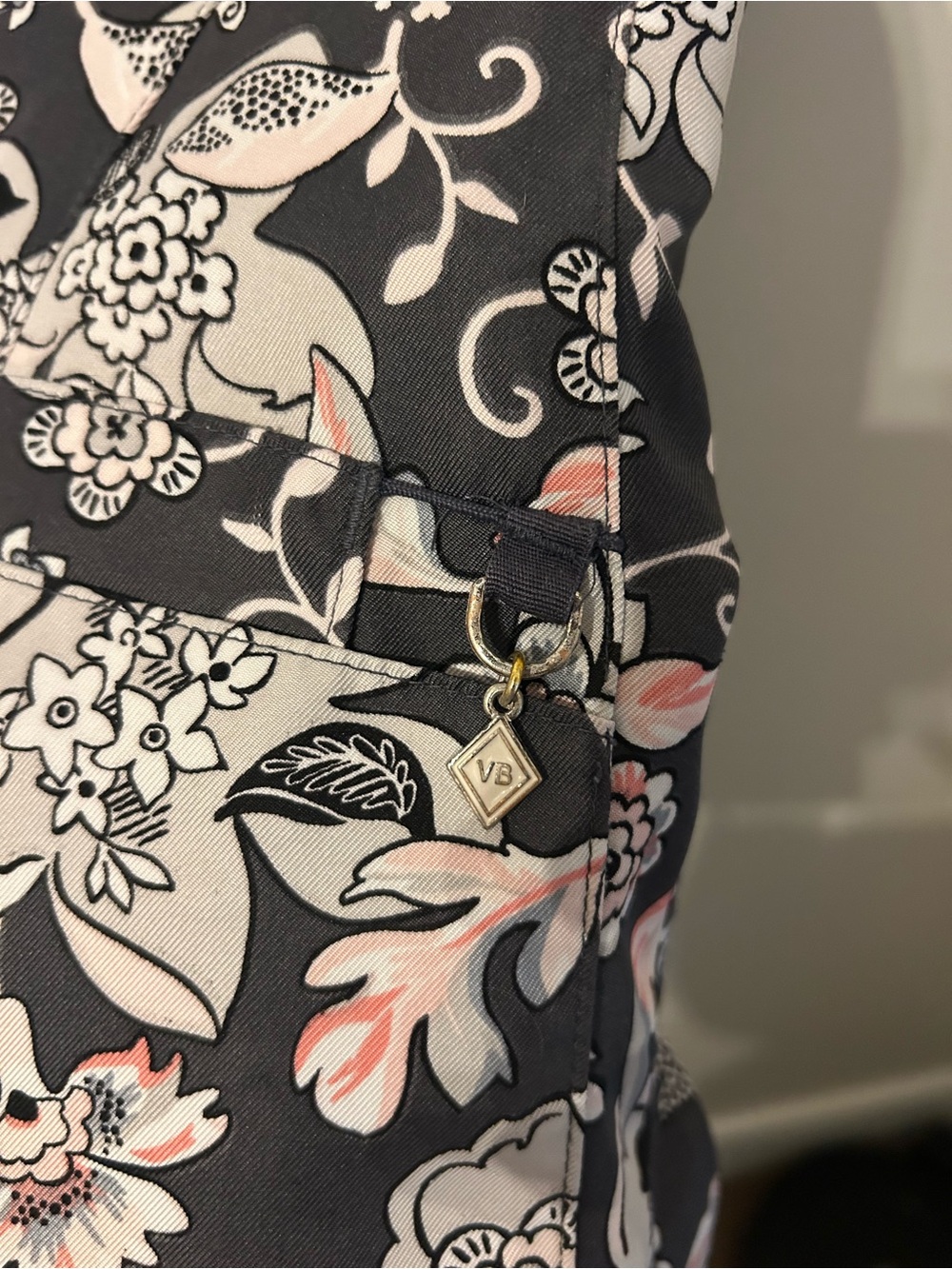 Vera Bradley Black Floral V-Neck Scrub Top - Picture 5 of 5